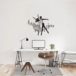 Dancing Couple Metal Wall Art, Music Wall Sculpture with Colorful Design, Let’s Dance Wall Decor