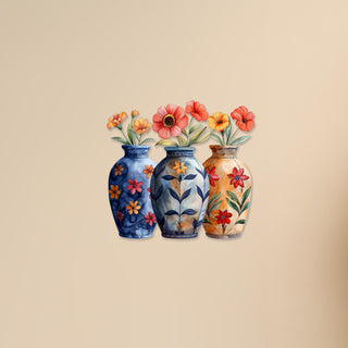 Whimsical Flowers Wall Decor, Trio Vase of Flowers Art, Spring Inspiration Home Decor, Metal Sculpture