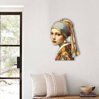 Vermeer Inspired Metal Wall Sculpture, Meisje met de parel Wall Decor, Girl with a Pearl Earring