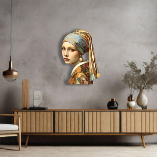 Vermeer Inspired Metal Wall Sculpture, Meisje met de parel Wall Decor, Girl with a Pearl Earring