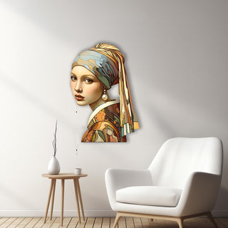 Vermeer Inspired Metal Wall Sculpture, Meisje met de parel Wall Decor, Girl with a Pearl Earring