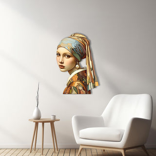 Vermeer Inspired Metal Wall Sculpture, Meisje met de parel Wall Decor, Girl with a Pearl Earring