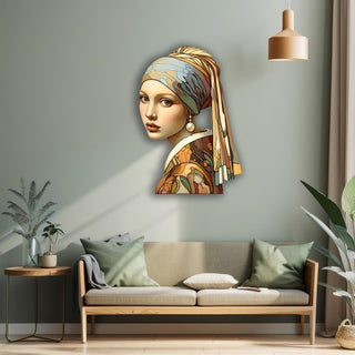 Vermeer Inspired Metal Wall Sculpture, Meisje met de parel Wall Decor, Girl with a Pearl Earring