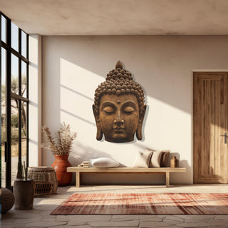 Buddha Head Metal Wall Art, Zen Decor for Yoga Studio or Living Room, Meditation Wall Decor
