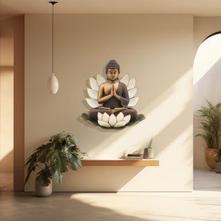 Buddha Metal Wall Sculpture with Lotus Design, Colorful Meditation Wall Decor, Zen Wall Art